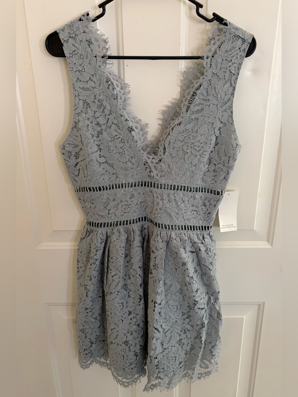 TOBI Lace Fit & Flare Mini Dress NWT Size M | Dusty Blue Grey Sage Party Dress